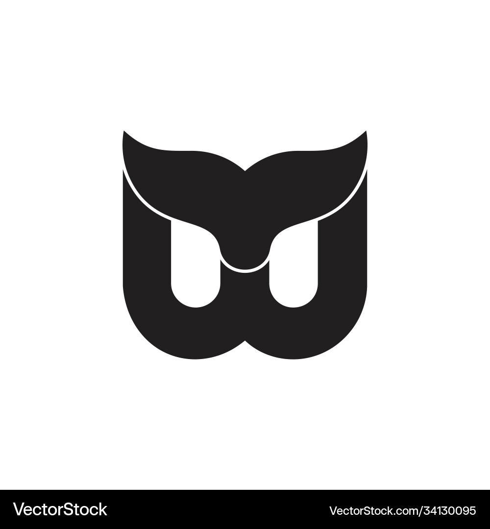 Letter w fish whale tail design symbol Royalty Free Vector