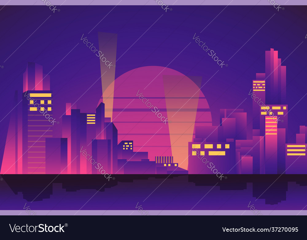 Retro city night background Royalty Free Vector Image