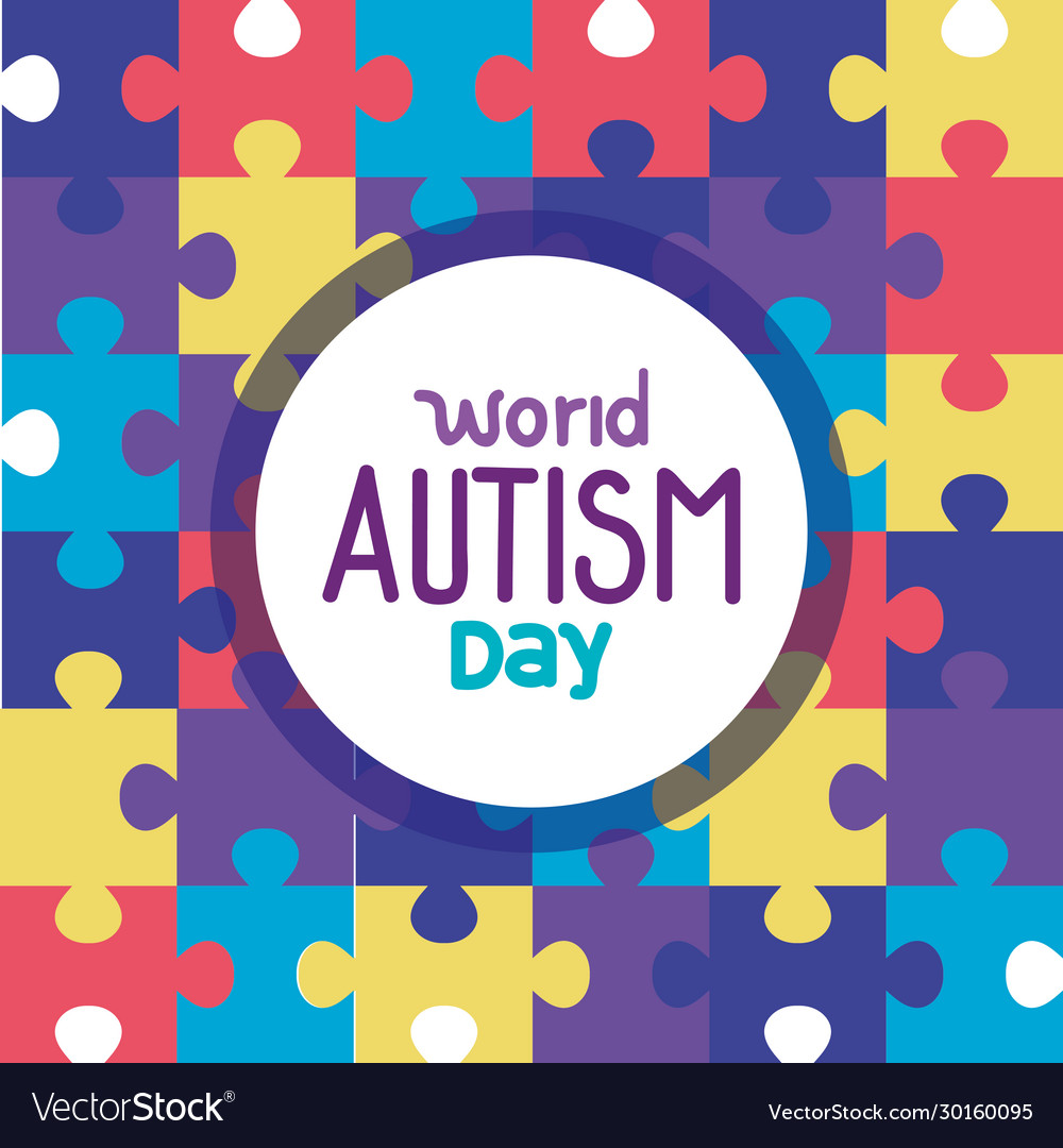 World autism day with puzzle pieces Royalty Free Vector