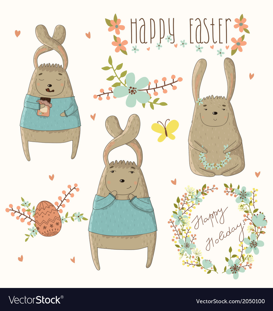 Easter concept set in Royalty Free Vector Image