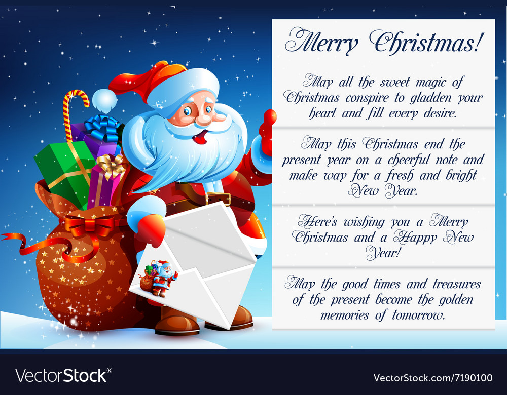 Santa claus reads a letter Royalty Free Vector Image