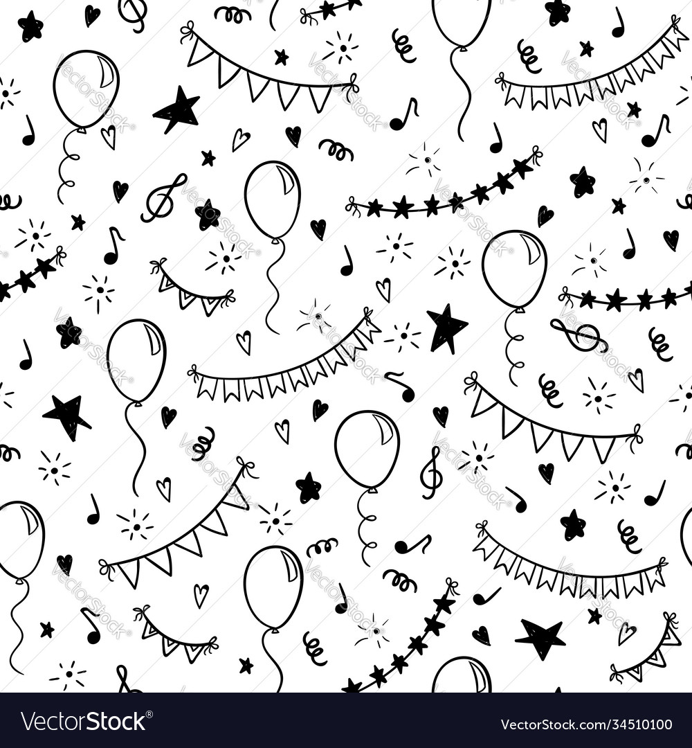 Seamless pattern hand drawn doodle cartoon vector image Seamless pattern hand drawn doodle cartoon