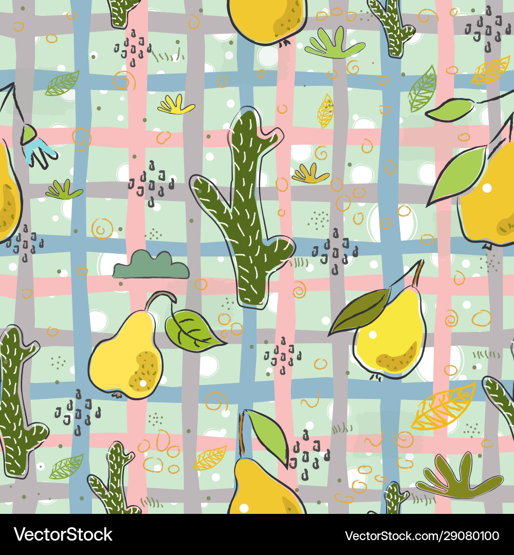 Seamless pattern with hand drawn cacti Royalty Free Vector