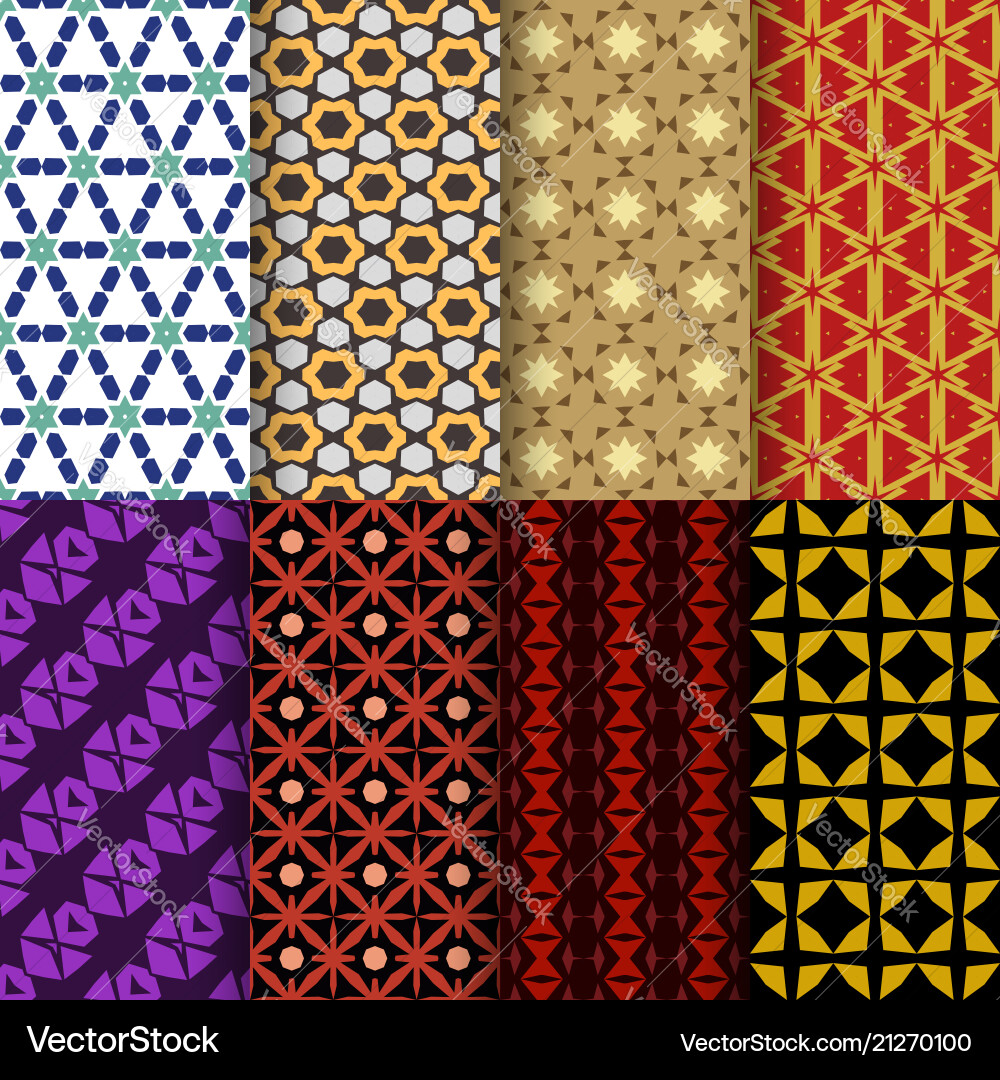 Set seamless decorative geometric shapes Vector Image