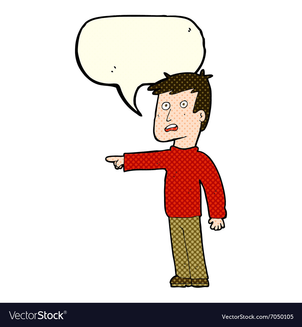 Cartoon pointing man with speech bubble Royalty Free Vector