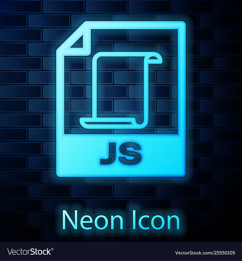 Glowing neon js file document icon download js Vector Image