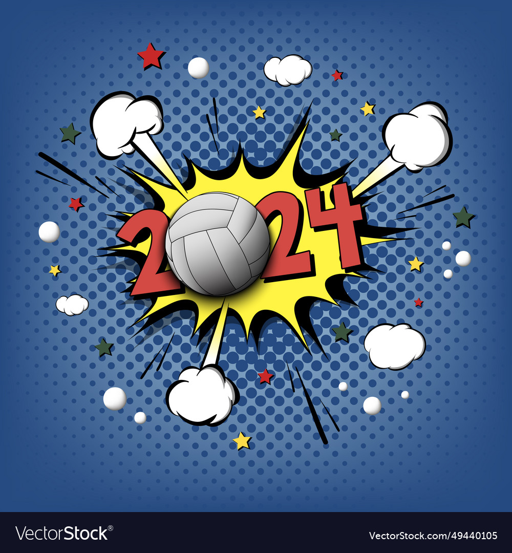 Happy new year 2024 and volleyball ball Royalty Free Vector