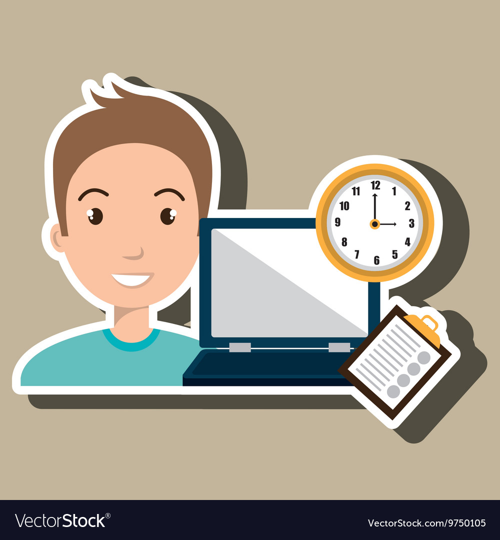 Man with computer isolated icon design Royalty Free Vector
