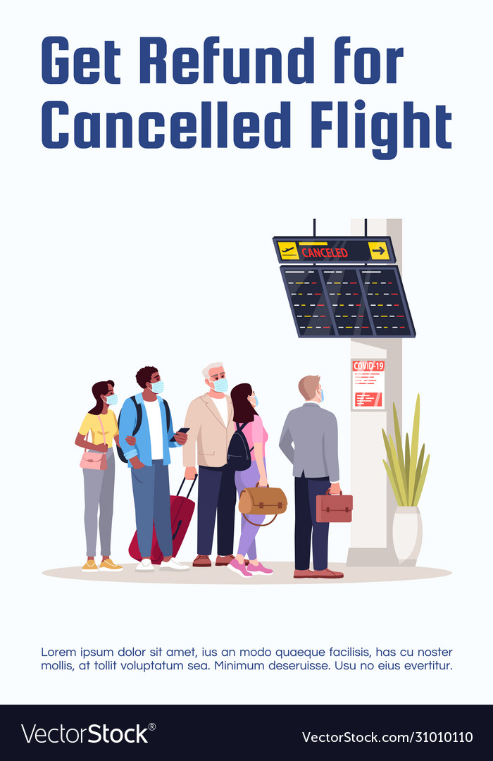 Get refund for cancelled flight poster template Vector Image