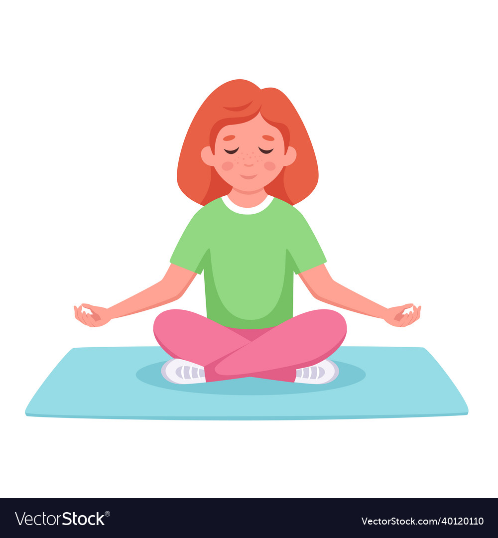 Girl meditating in lotus pose yoga for kids Vector Image