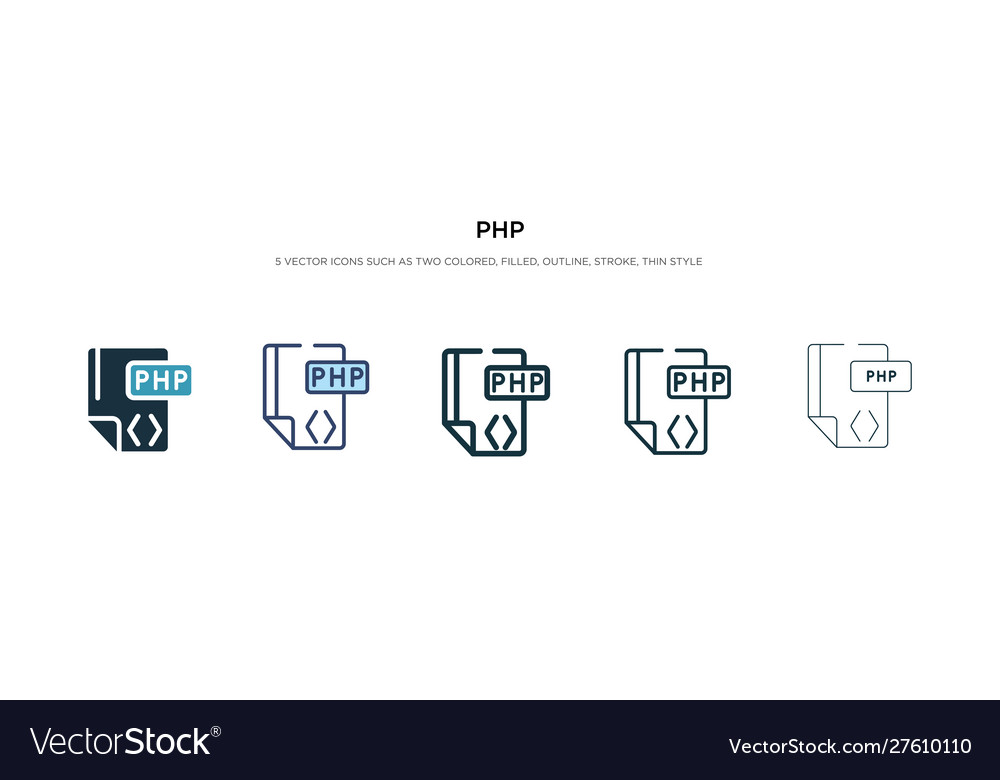 Php icon in different style two colored Royalty Free Vector