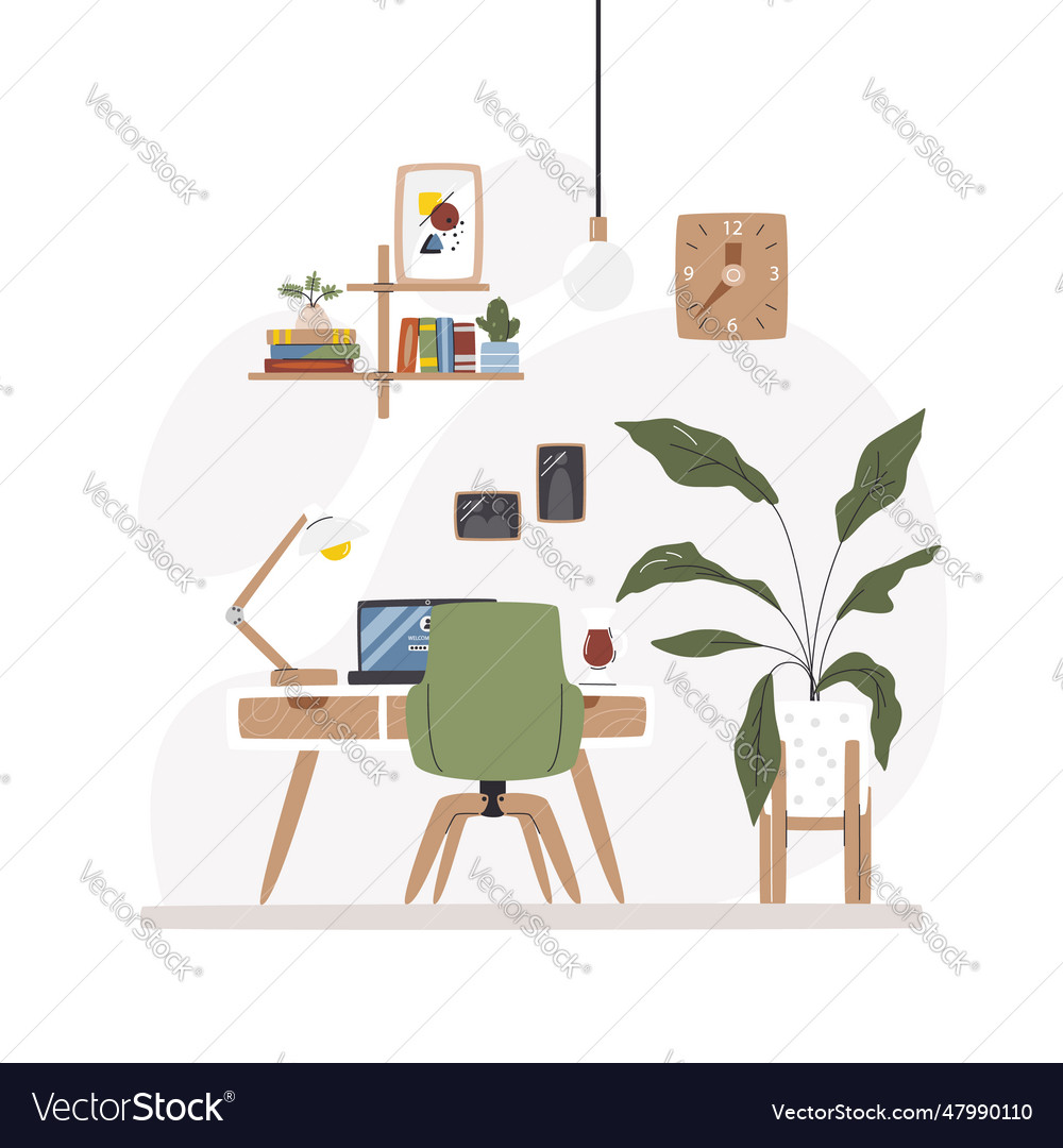 Prepared workspace for remote work or study Vector Image