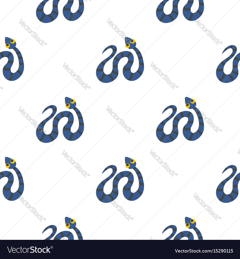 Blue snake with black stripes pattern flat Vector Image