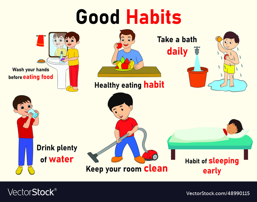 Educational Chart Of Good Habits For Kids Vector Image 57 OFF