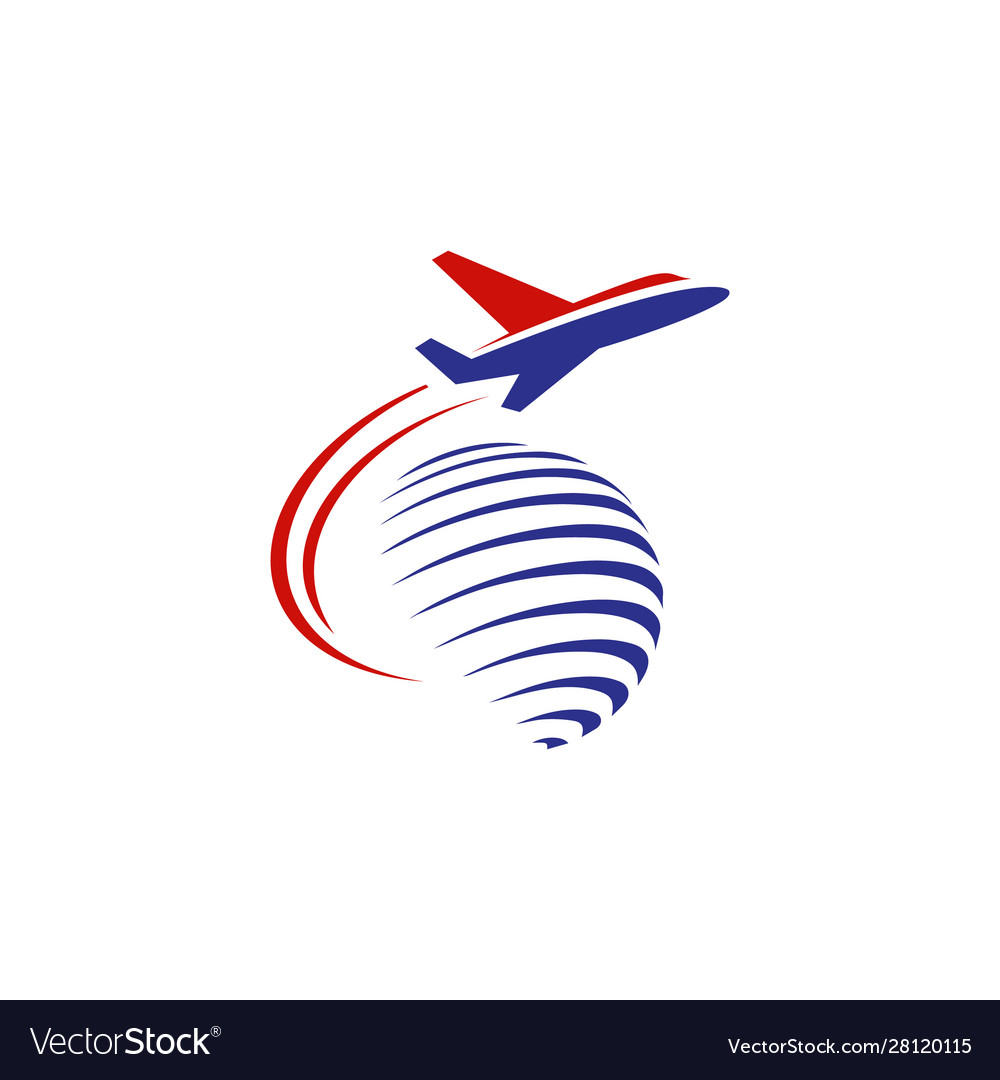 Flying aeroplane over world symbol concept Vector Image