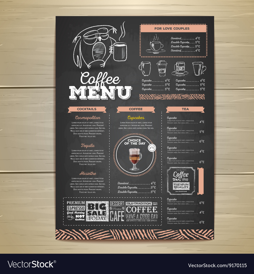 Vintage chalk drawing coffee menu design Vector Image