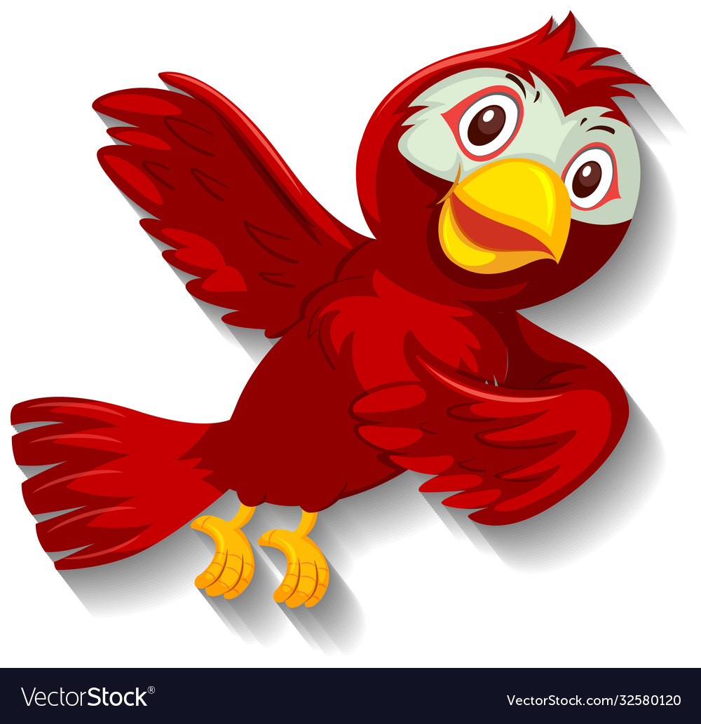 Cute red bird cartoon character Royalty Free Vector Image