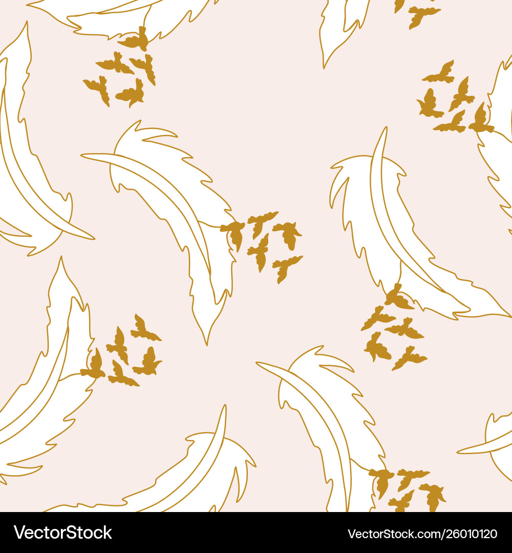 Elegant white and gold feathers birds Royalty Free Vector