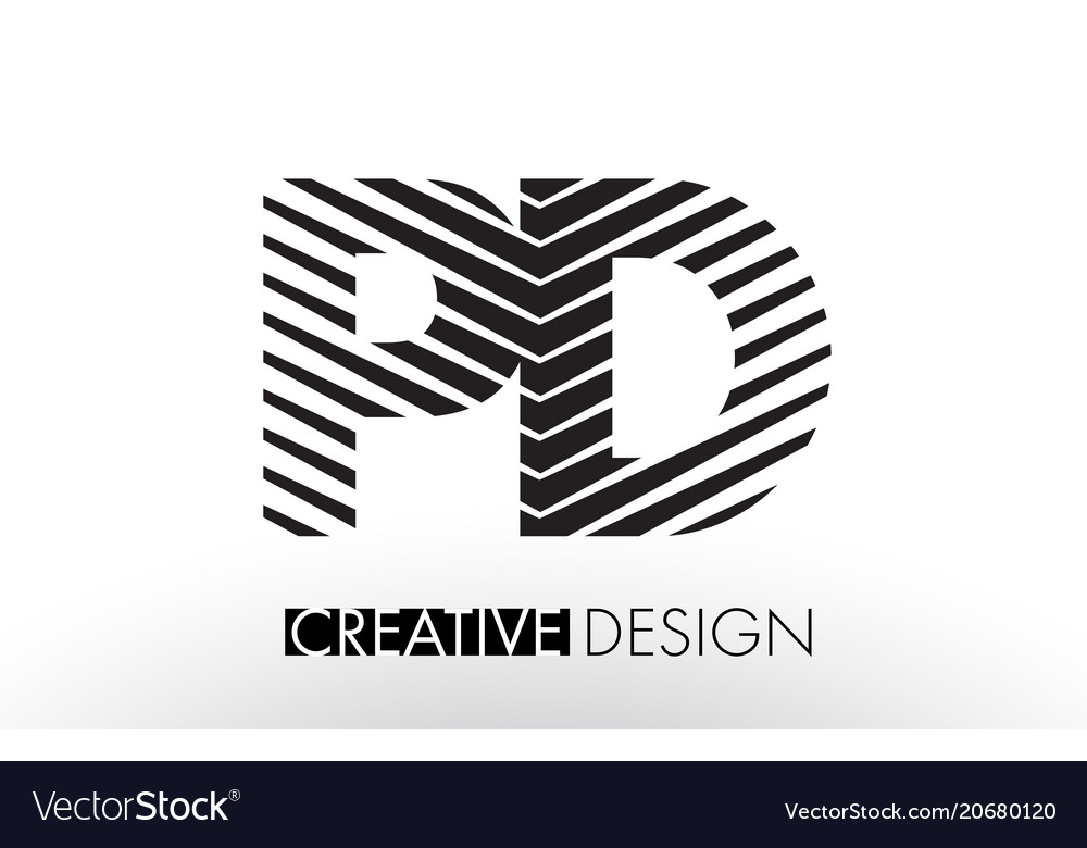 Pd p d lines letter design with creative elegant