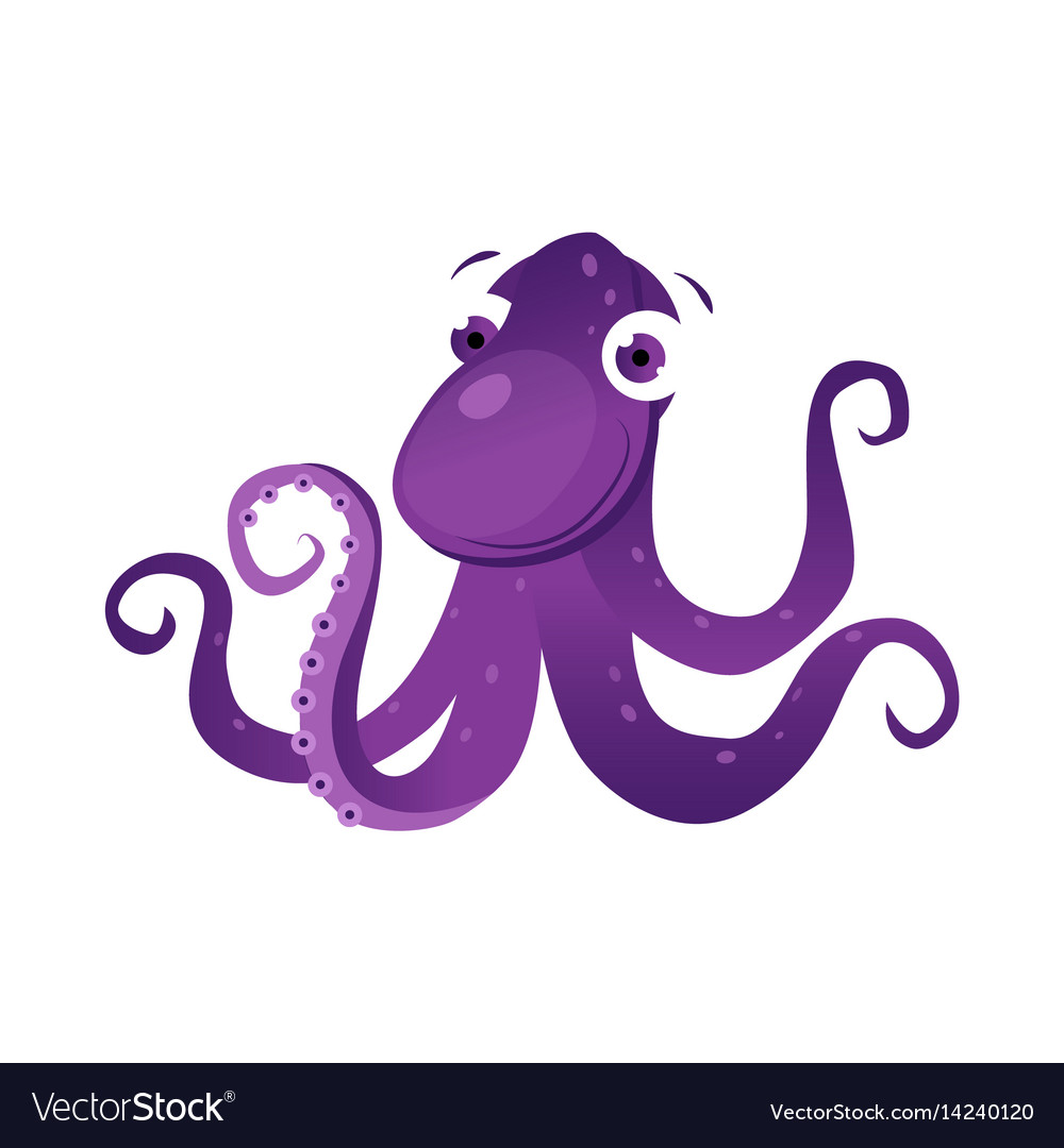 Purple octopus sea creature colorful cartoon Vector Image