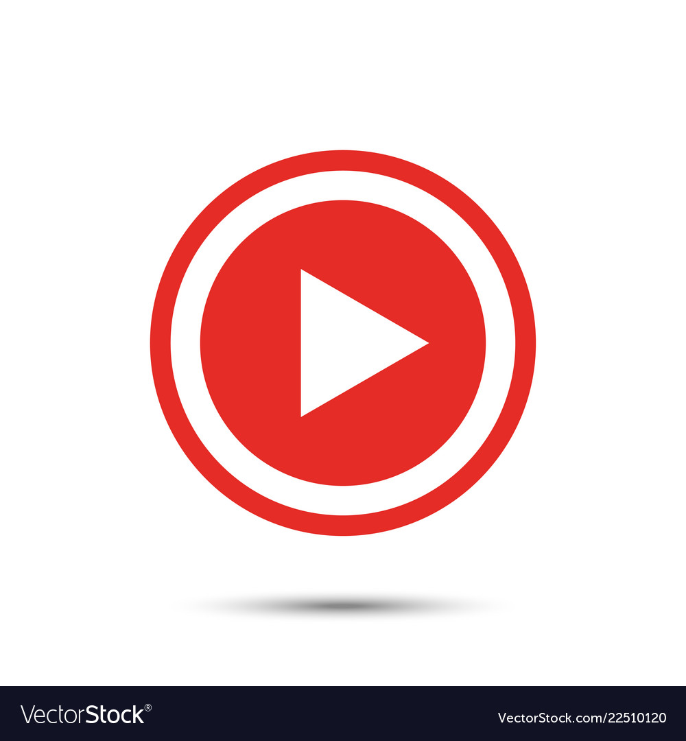 Red Play Button Icon In Flat Style With Shadow Vector 22510120 