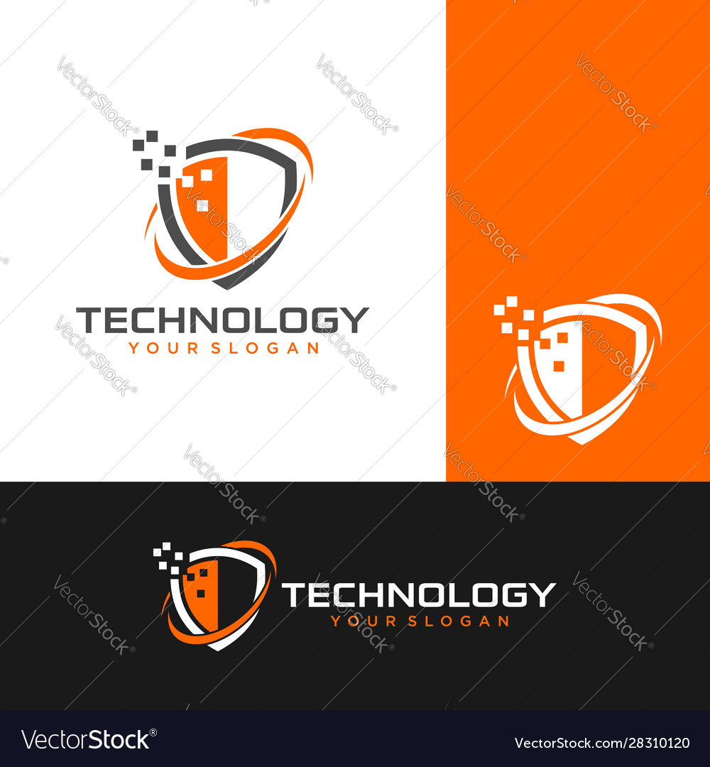 Shield technology logo icon stock Royalty Free Vector Image