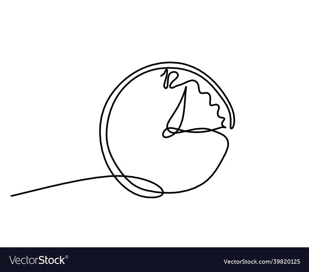 Abstract clock as line drawing on white background
