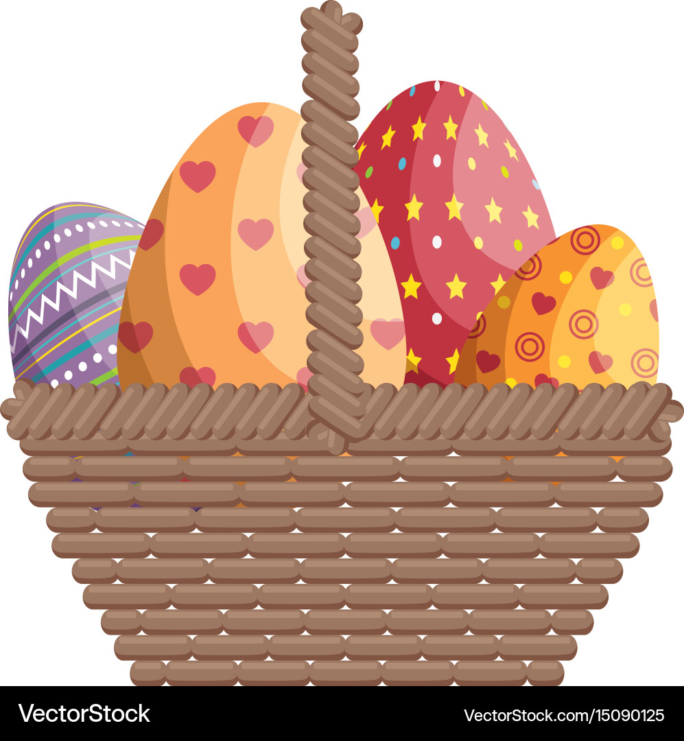 Basket eggs easter Royalty Free Vector Image - VectorStock