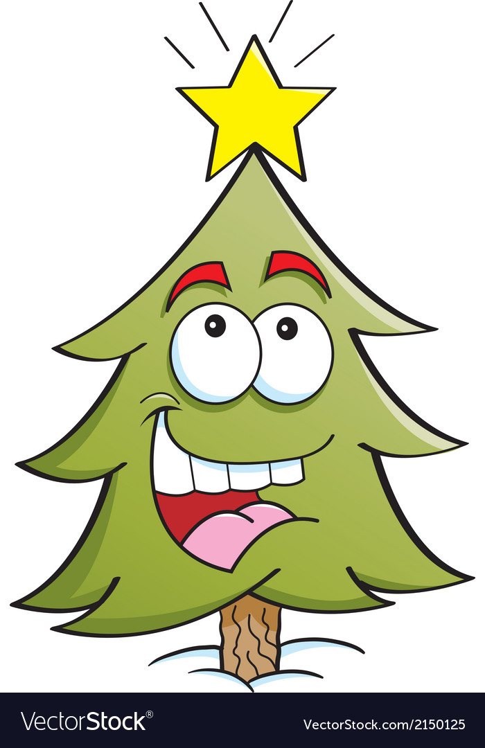 Cartoon happy pine tree Royalty Free Vector Image