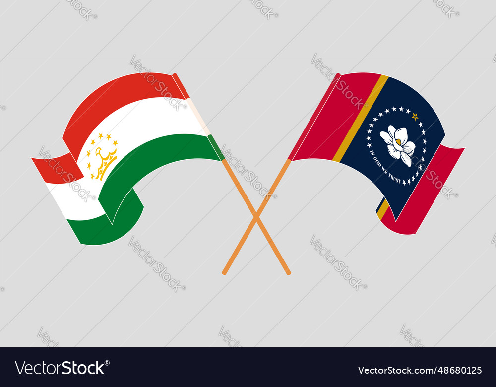 Crossed flags of tajikistan and the state Vector Image