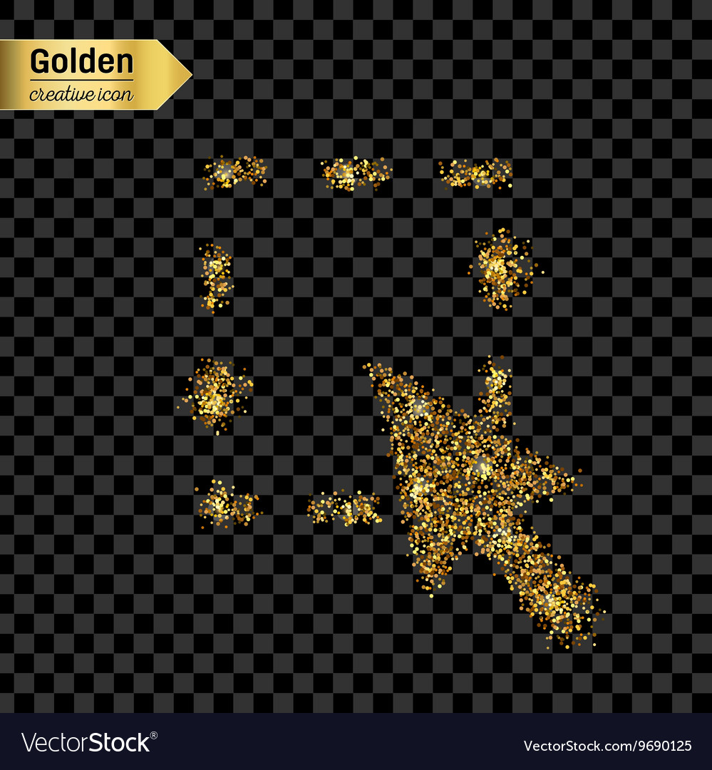 Gold glitter icon of mouse cursor isolated Vector Image