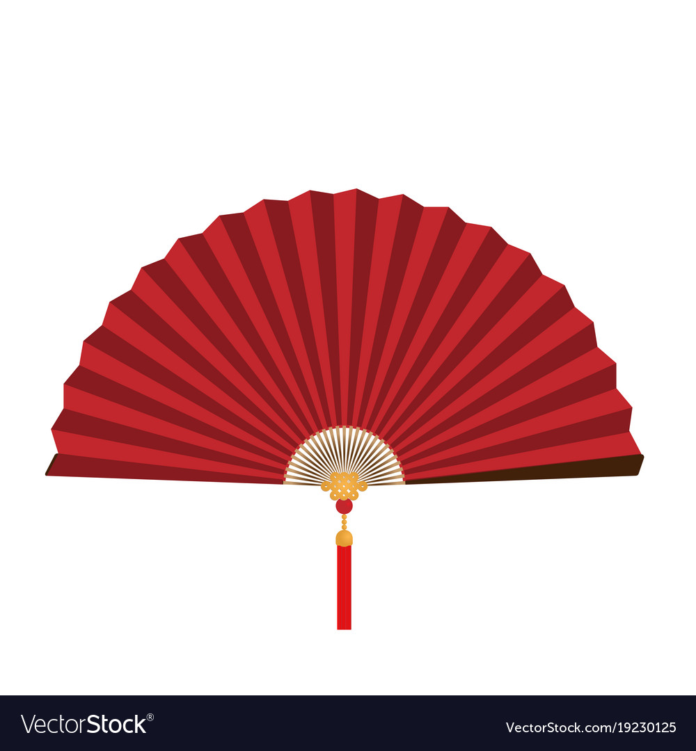 Red chinese folding fan