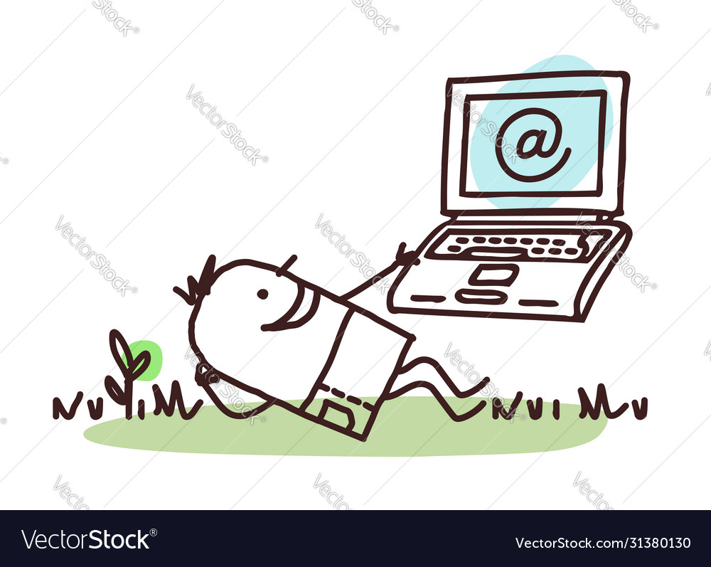 Cartoon man relaxing with his laptop Royalty Free Vector Cartoon man relaxing with his laptop Royalty Free Vector