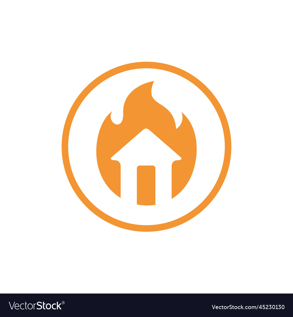 Fire house logo design burning icon Royalty Free Vector