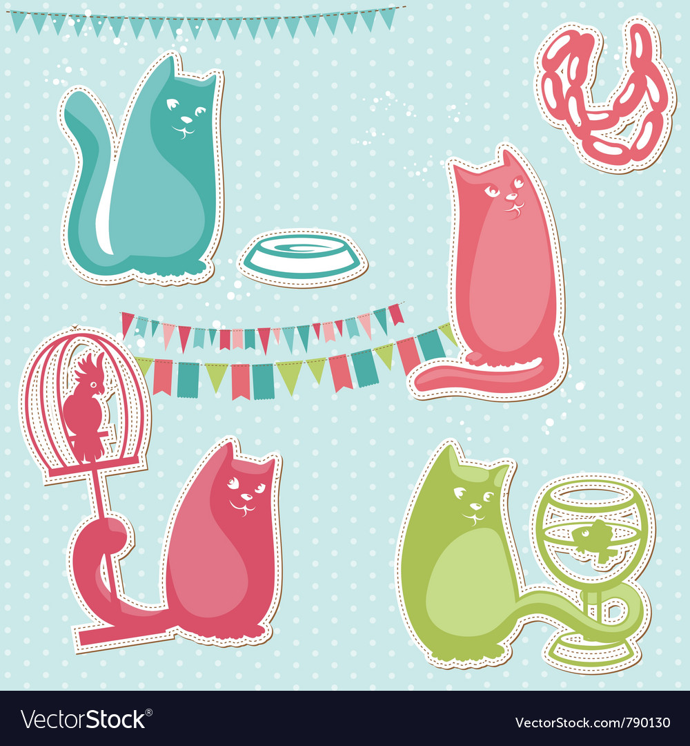 Funny Cats Elements Royalty Free Vector Image - Vectorstock