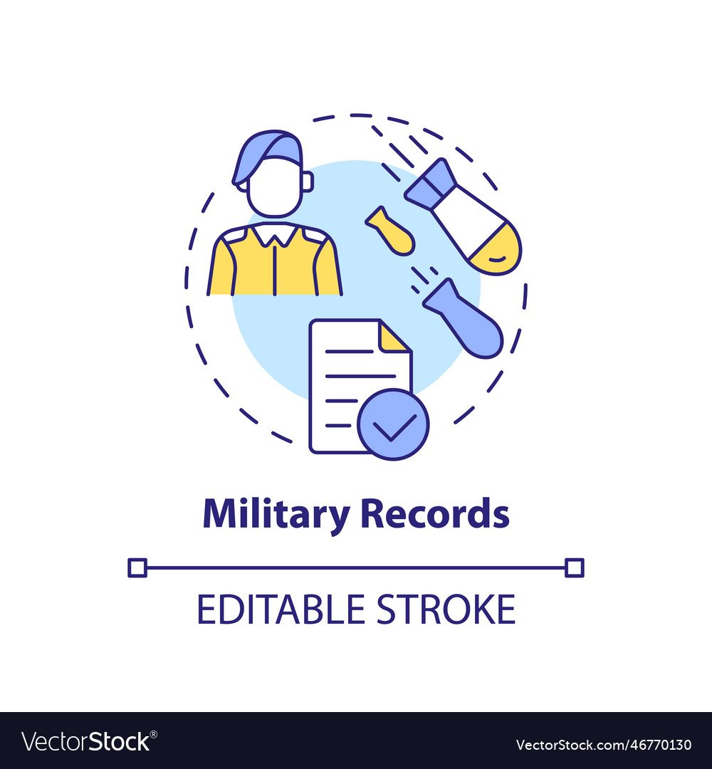 Military records concept icon Royalty Free Vector Image