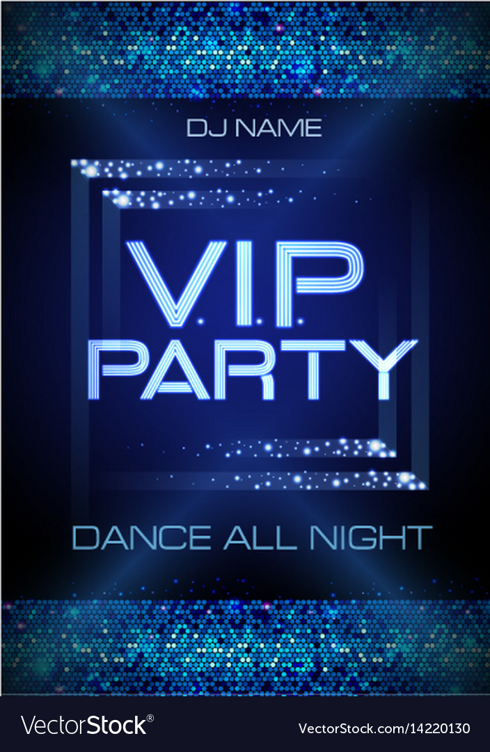 Neon Sign Vip Party Disco Poster Royalty Free Vector Image