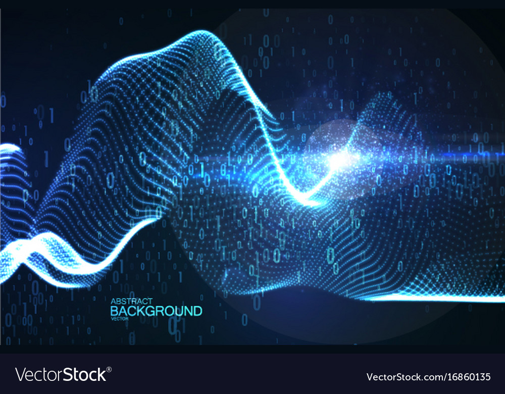 Abstract virtual digital wave of binary code