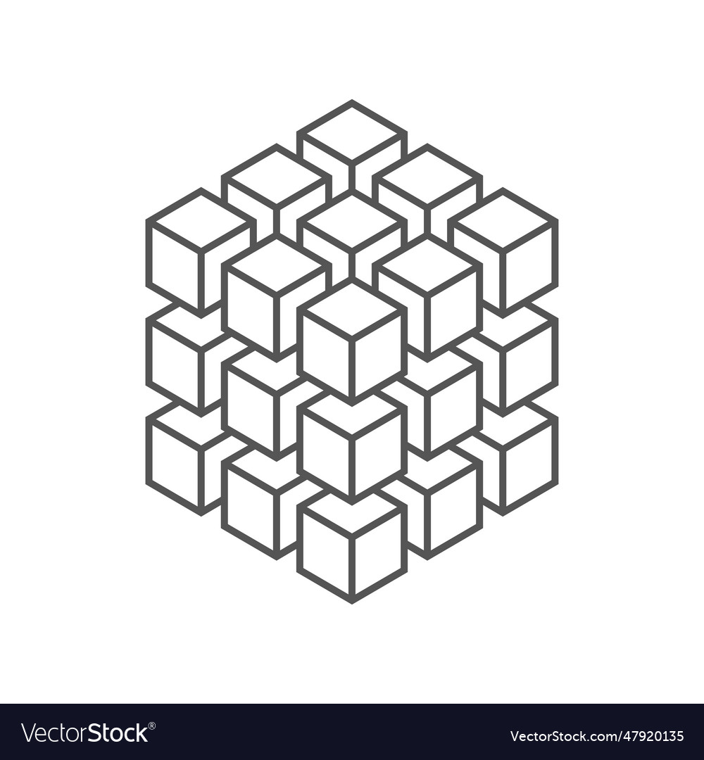 Geometric 3d object optical illusion Royalty Free Vector