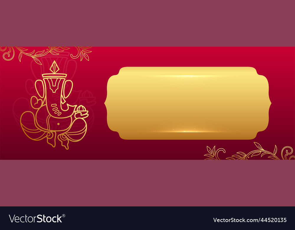 Golden lord ganesha banner for ganesh chaturthi vector image Golden lord ganesha banner for ganesh chaturthi