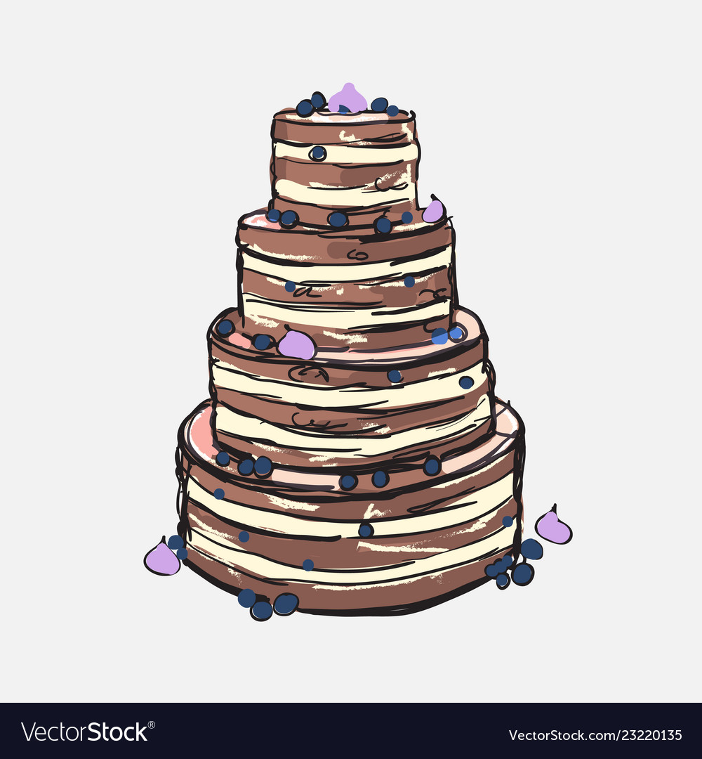 Hand drawn of cake Royalty Free Vector Image - VectorStock