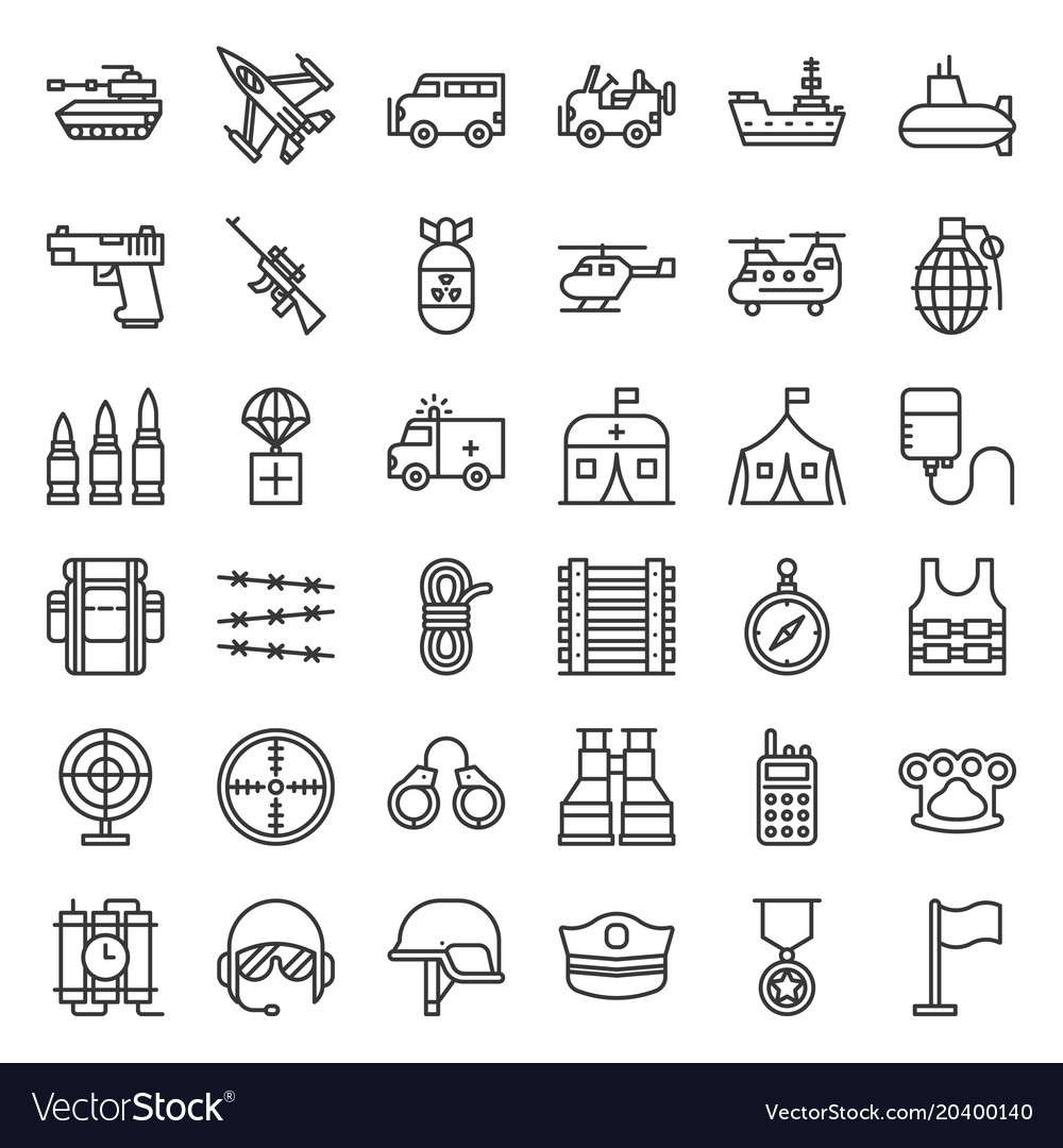 Army and military related outline icon Royalty Free Vector