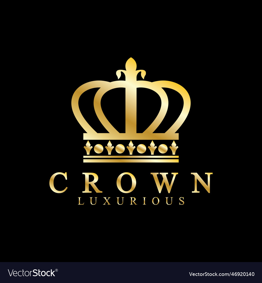 Gold crown icons queen king golden crowns luxury Vector Image