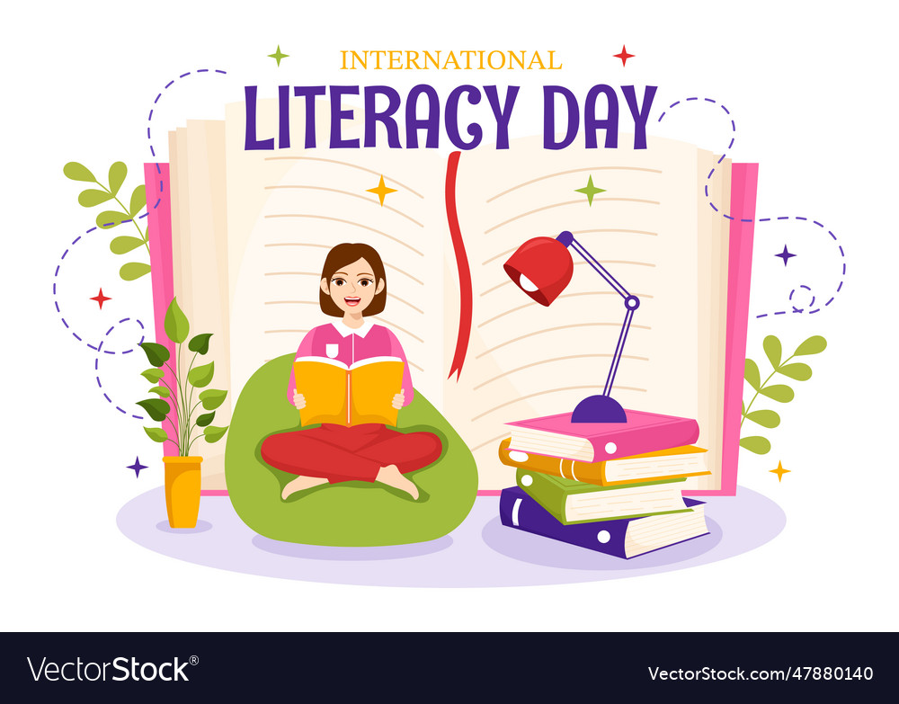 International literacy day on 8th september with Vector Image