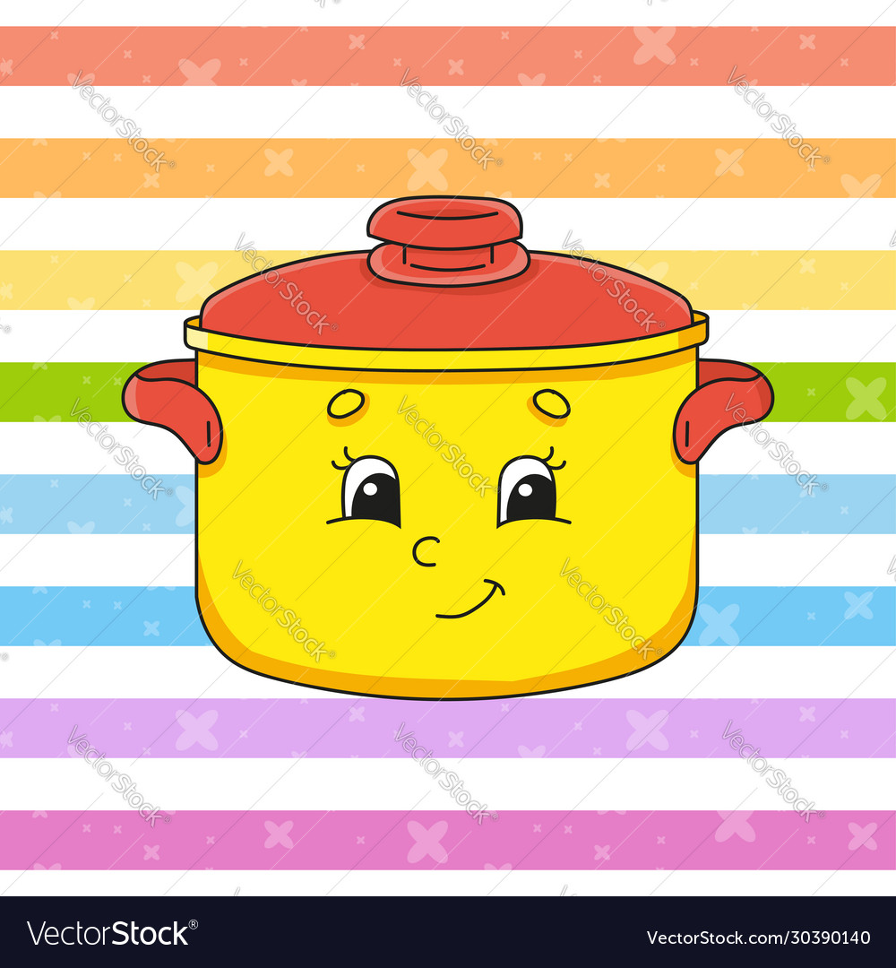 Metal stewpan with lid colorful cartoon Royalty Free Vector Metal stewpan with lid colorful cartoon Royalty Free Vector