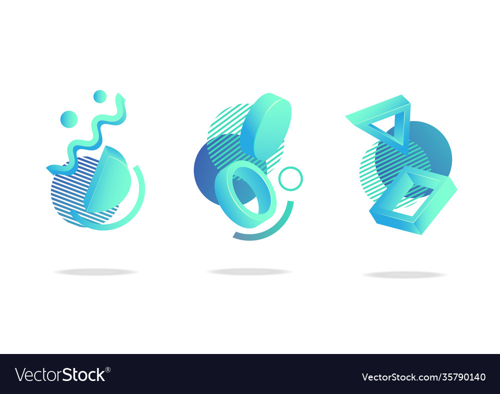 Set abstract dynamic badges icons or shapes Vector Image