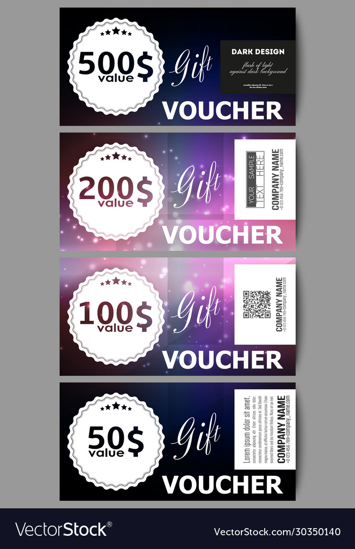 Set modern gift voucher templates flashes Vector Image