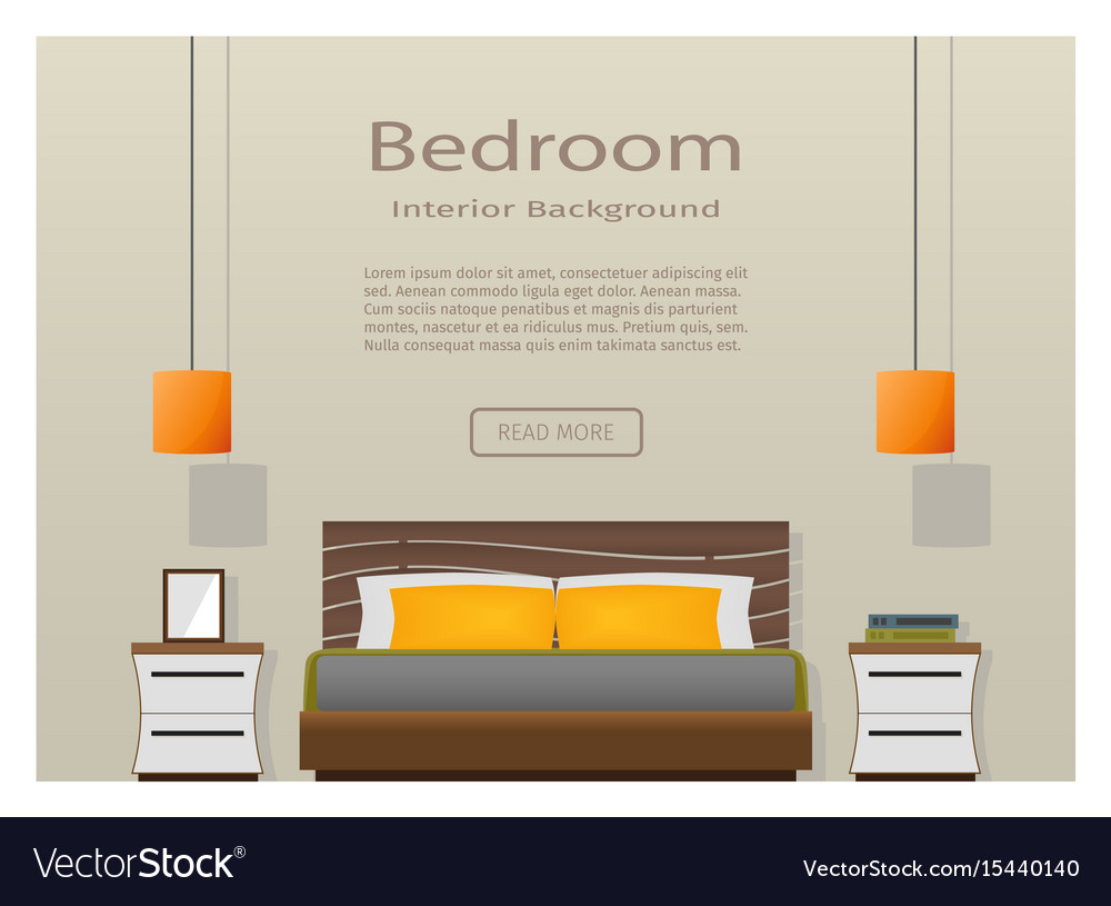 Web Design Banner Of Modern Bedroom Interior With Vector Image