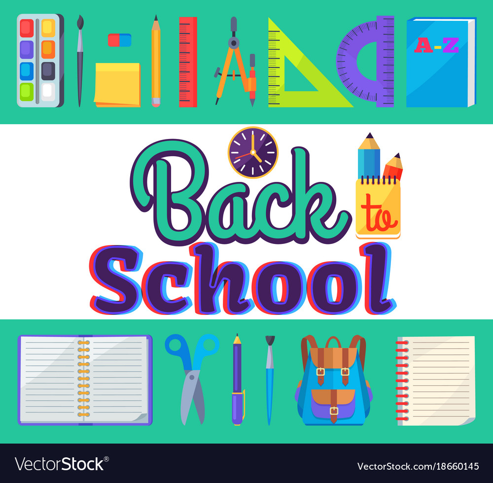 Back to school banner with learning accessories Vector Image