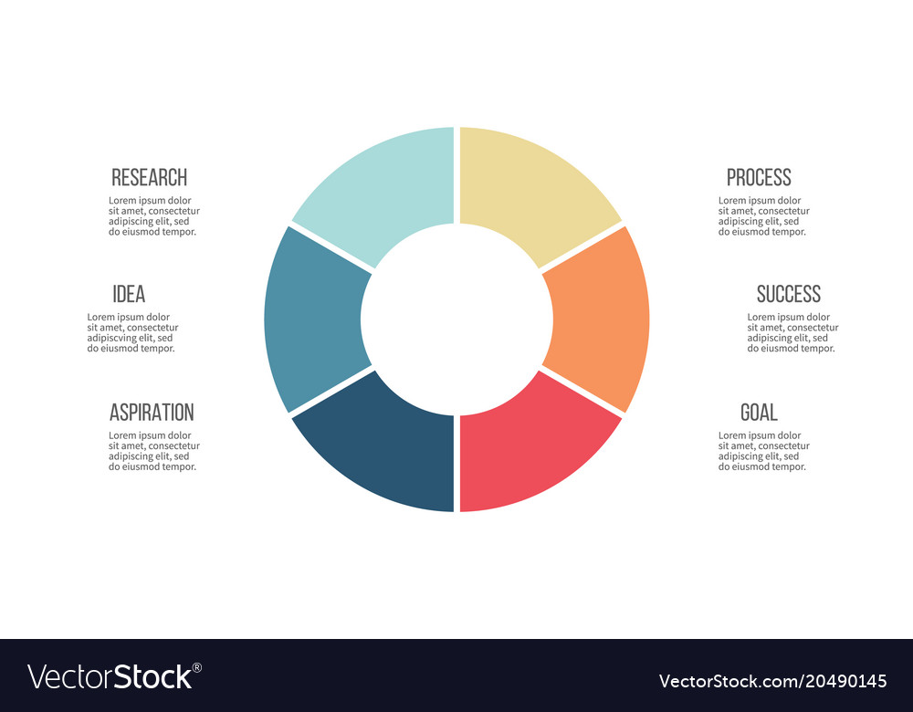 Business infographics circle with 6 parts Vector Image